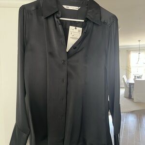 Zara Black Satin Blouse
